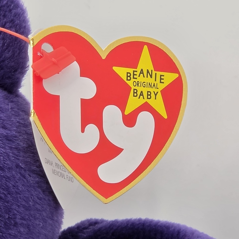 Ty Beanie Baby Princess Diana Bear 1997 Retired Purple Teddy Bear PE Pellets - Picture 9 of 15